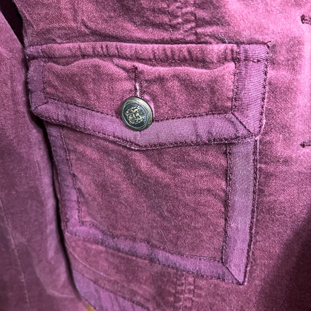 Free People Chic 3 Button Silk Lined Burgundy Sueded Blazer - Picture 4 of 8